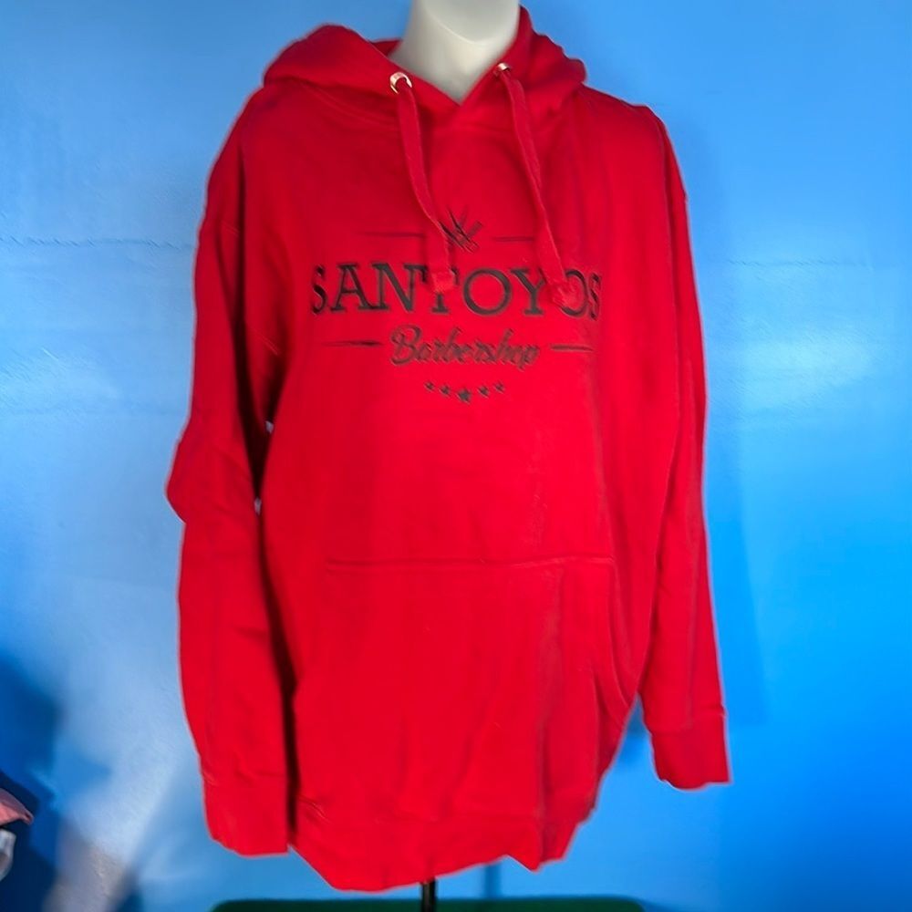 Men's XL Santoyo's Barbershop Red Hooded Pullover Sweatshirt